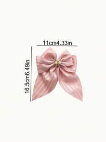 5pcs/Set High-Quality Large Satin Ribbon Double-Layer Bow Hair Clips, Elegant School Style - Cute Girls Hair Accessories, Exquisite Crystal & Pearl Design, Sweet Striped Ribbon Clips, Best Gift For Girls, Suitable For Valentine's Day And All Occasions - White - View 3