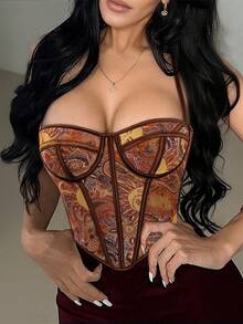 Apperloth A Y2K 女款束腰框架夏季上衣，網紗金屬孔眼繫帶露背 Bustier，塑身短版細肩帶背心，電子音樂節嘉年華風 - 彩色 - 查看 5