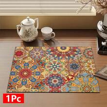 1pc Bohemian Pattern Printed Absorbent Dish Drying Mat, Espresso Machine Countertop Absorbent Mat, Sink Drain Mat, Soft Faucet Absorbent Mat, Sink Cup Mat, Home & Kitchen, Bathroom Accessories - Multicolor - View 13