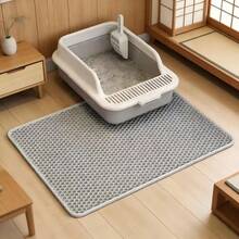 2-Layer Honeycomb Cat Litter Mat, Non-Slip Waterproof Litter Box Pad, Suitable For Floor, Litter Carpet, Cat Supplies, Fit For Medium/Small Cats And Small Dogs - Grey - View 3