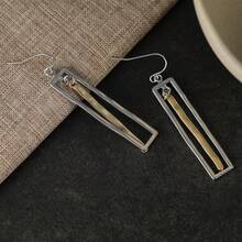 1 par de pendientes asimétricos rectangulares de estilo bohemio elegante retro, pendientes de cobre, adecuados para uso diario, vacaciones, accesorios de joyería para fiestas - Dos colores - Ver 7