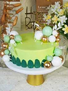 50pcs Green Tone Foam Ball Cake Decor, Bohemian Style Cake Decoration, Green & White Pearl Foam Balls, Wedding Anniversary Baptism Gender Reveal Party Birthday Mother's Day Bachelorette Party Cake Decor (Do Not Directly Touch Cake, Please Use White Tube) - Green - View 5