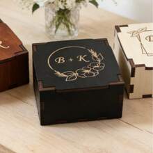 1pc Customized Commemorative Gift Box, Customizable Logo/Text, Suitable For Birthday, Engagement, Housewarming Gifts, Jewelry Storage Box, Elegant Card Holder, Multi-Purpose For Party, Graduation - Black - View 1