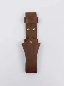 1pc Medieval Renaissance Faux Leather Fan Case, Brown Belt-Style Fan Holder, LARP/Cosplay Costume Prop - A - View 3