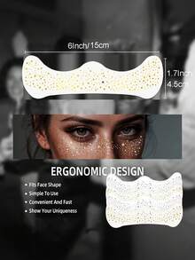 4pcs Tattoo Face Stickers - Gold - Face Glitter Makeup Accents - Glowing - Face Glitter Accent Stickers - Cute Women's Glitter Makeup Accessories - Face Makeup Glitter Powder, Suitable For Eid, Ramadan, Carnival/Mardi Gras/Masquerade Party Gifts - Multicolor - View 5