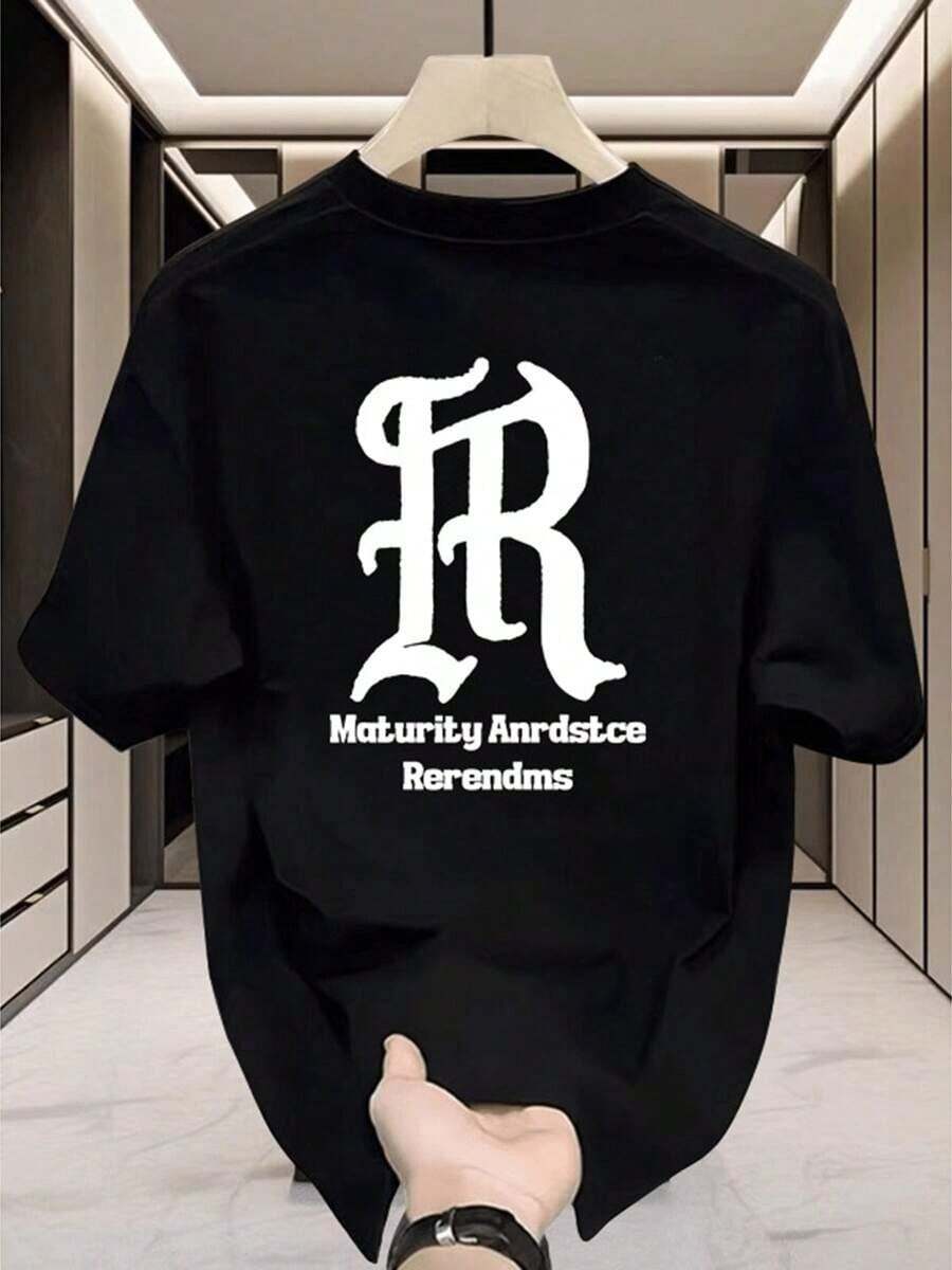 Graphic T-Shirts For Men - Shirts Embroidered With Gothic Lettering - Black - View 1
