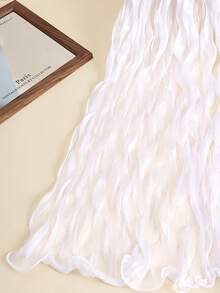 1pc Women's Comfortable Breathable Thin Solid Color Crinkle Scarf/Headscarf, Suitable For Travel, Beach, Gatherings - White - View 2