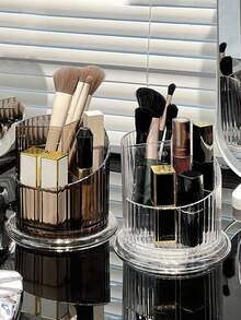صندوق تخزين مستحضرات التجميل، حامل فرش المكياج الشفاف الدوار 360° على المكتب، صندوق منظم مستحضرات التجميل، رف تخزين مستحضرات التجميل، حامل الأقلام، لتخزين ظلال العيون وأحمر الشفاه والفرش، مناسب للغرفة والمنزل وغرفة النوم والحمام والمدرسة والمكتب وديكور المنزل وإكسسوارات الحمام، هدية العودة إلى المدرسة، هدية ممتعة - متعدد الألوان - مشاهدة 7