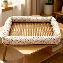 Summer Cat Bed Rattan Cooling Nest, All Season Universal Breathable Sleeping Bed, Cool Feeling Mat For Small & Medium Pets Dogs Cats - Maroon - View 3