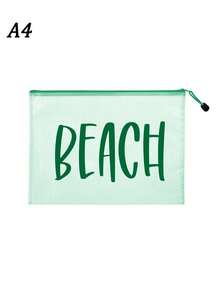 多色時尚網格沙灘包，印有「Beach」字樣，沙灘主題，大容量透明化妝包，輕便，春夏收納，可存放防曬霜、零食、比基尼和沙灘必需品。適合游泳、沙灘、潛水和夏季假期，返校，輕便防曬收納包，適合朋友、家人、閨蜜、同學。完美的生日、節日、派對、婚禮（伴娘）、郵輪禮物和紀念品，臥室裝飾，返校 - 彩色 - 查看 17