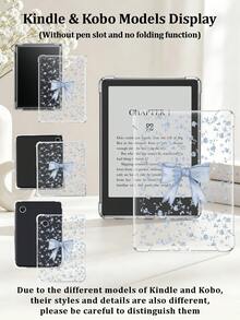 1pc Blue Rose Bowknot Pattern Kindle Transparent Protective Case, Anti-Fall,Full Coverage Clear Case, Silicon Soft Shell, Compatible With Kindle 11th Gen 2022/Kindle Paperwhite 12th Gen 2024/Kindle Colorsoft Signature Edition,Clara Colour/Bw/2E,Back To School | Office & Study Supplies | Great Gifts. - Multicolor - View 3