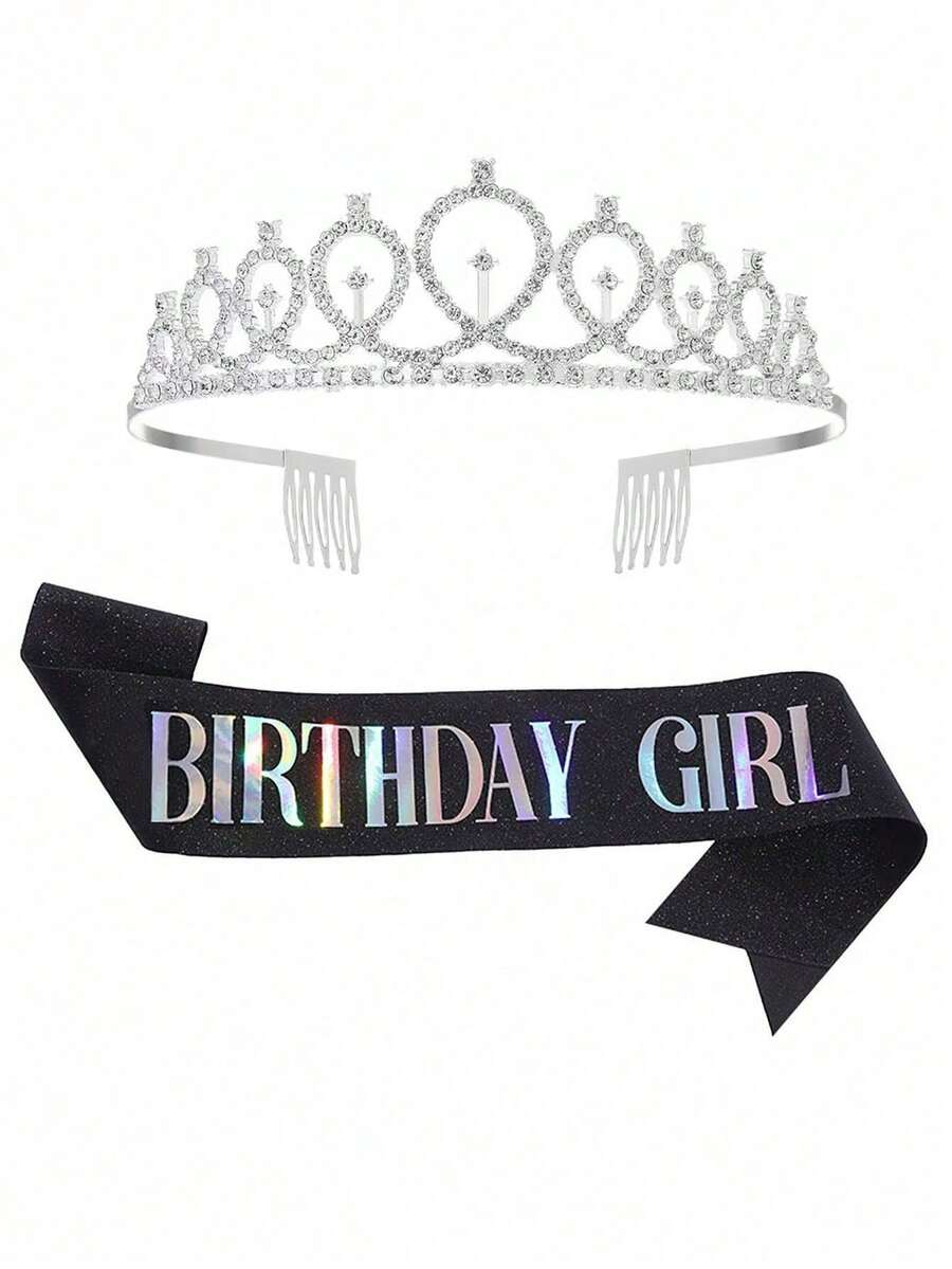 2件組生日裝飾生日緞面肩帶派對用品