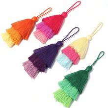 2pcs/Pack 3-Layer Tassel Pendant, Ombre Christmas Tree 16cm Polyester Bicolor Tasseled Hanging Decor, Keychain Phone Charm DIY Clothing Bag Jewelry Accessories - Three-layer Tassel Pendant - View 7