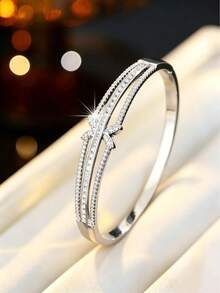 1pc Women's Fashion Bracelet With Criss-Cross V Design, Luxury Elegant Unique Jewelry Accessory - Bracelet - View 9