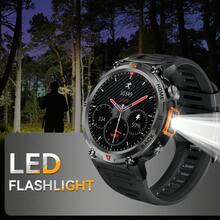 EIGIIS 3ATM 防水男士運動智慧手錶 KE3,附 LED 手電筒,相容 Android 手機 (通話/撥號),1.45 吋 HD 螢幕,110+ 種運動模式,睡眠監測 - 彩色 - 查看 9
