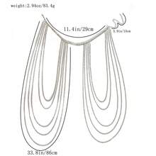 1 Piece Rhinestone Clavicle Chain For Women, Sparkling Body Chain, Elegant Accessory For Dresses. - Silver Plated - View 6