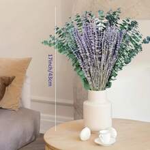 130pcs Eucalyptus & Lavender Bouquet – 17-Inch Hanging Shower Flower Rack, Natural Dried Leaves & Aromatic Branches For Bathroom Decor - 130PCS - View 2