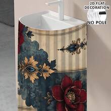 1pc, Home Decor, Vintage Floral Pattern Printed Table Skirt, Kitchen Small Curtain, Kitchen Cabinet Cover, With Curtain Holes, Easy To Hang, Rectangular, Machine Woven, Machine Washable, Kitchen Decoration And Accessories, Perfect For Kitchen Cabinets And Home Decor - Multicolor - View 6