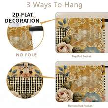 1pc Floral Pattern Printed Tablecloth, Kitchen Small Curtain, Cabinet Curtain With Curtain Holes, Easy To Hang, 100% Polyester, Rectangular, Woven, Machine Washable, Kitchen Decor And Accessories, Suitable For Kitchen Cabinets And Home Decoration - Multicolor - View 8