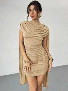 MEXVestido elegante y casual con cinta fluida y delgada, vestido de festival/vestidos elegantes para fiesta/atuendos de Acción de Gracias para mujeres/vestido de Año Nuevo/vestidos de invierno para mujeres/ropa de otoño/vestido de Año Nuevo/vestido de fiesta/falda negra/vestido negroMEX DSRA - Caqui - Ver 7