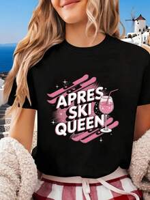 Camiseta de mujer para primavera y verano - Negro - Ver 2