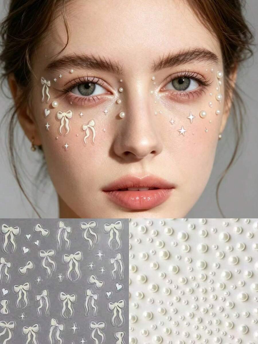 1 pièce Ensemble de décoration de visage style Y2K avec papillon et étoile, associé à des pierres de visage en perle 3D, offrant un effet de maquillage radieux et éclatant. Le design mignon et doux convient pour les fêtes de filles, les anniversaires, les festivals de musique, etc. Aucun outil supplémentaire nécessaire, il suffit de coller et de porter pour créer un look de jolie fille douce, également idéal pour le cosplay ou la tenue de carnaval, et devenir facilement le point de mire de l'occasion. - Multicolore - Voir 1