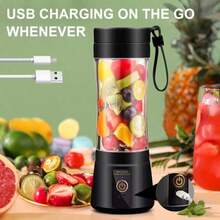 Cordless Portable Mini USB Rechargeable Blender, 6 Sharp Stainless Steel Blades 380ml Juice Cup, Personal Smoothie Maker For Shakes Juices Baby Food, Easy To Clean Detachable Structure, Ideal For Gym Travel Office, Perfect Gift - Multicolor - View 6