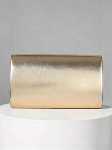 Metallic Gold Crinkle Envelope Clutch, Elegant Evening Handbag, Suitable For Formal Parties, Weddings And Galas - Gold - View 5