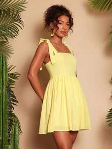 Women Midi Dresses - 鵝黃 - 查看 5