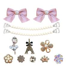 Eiffel Tower Perforated Shoe Charms, Gentle Girl Rhinestone Bow Shoe Flower Decorations, Suitable For Perforated Shoes - Pink - View 8