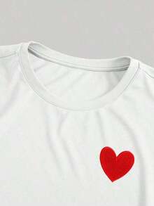 Camiseta de hombre Manfinity Dauomo con bordado en forma de corazón - Blanco - Ver 3