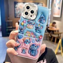 Disney Lilo & Stitch Phone Case - Birthday Party Stitch Protective Case, Gradient Blue‑Pink Soft Curved Background, Multiple Stitch Poses With Birthday Hats, Cake, Balloons, Gifts And Hearts, Colorful Raised "Feliz Cumple" Lettering, Compatible With IPhone 17, 16, 15, 14, 13, 12, 11 Pro Series And Galaxy S22, S23, S24, S25 Models, Ideal For Birthdays, Holidays, Anniversaries, Graduation Gifts, Or Any Special Occasion To Surprise Family, Friends, Classmates, And Loved Ones. - trắng - Xem 2