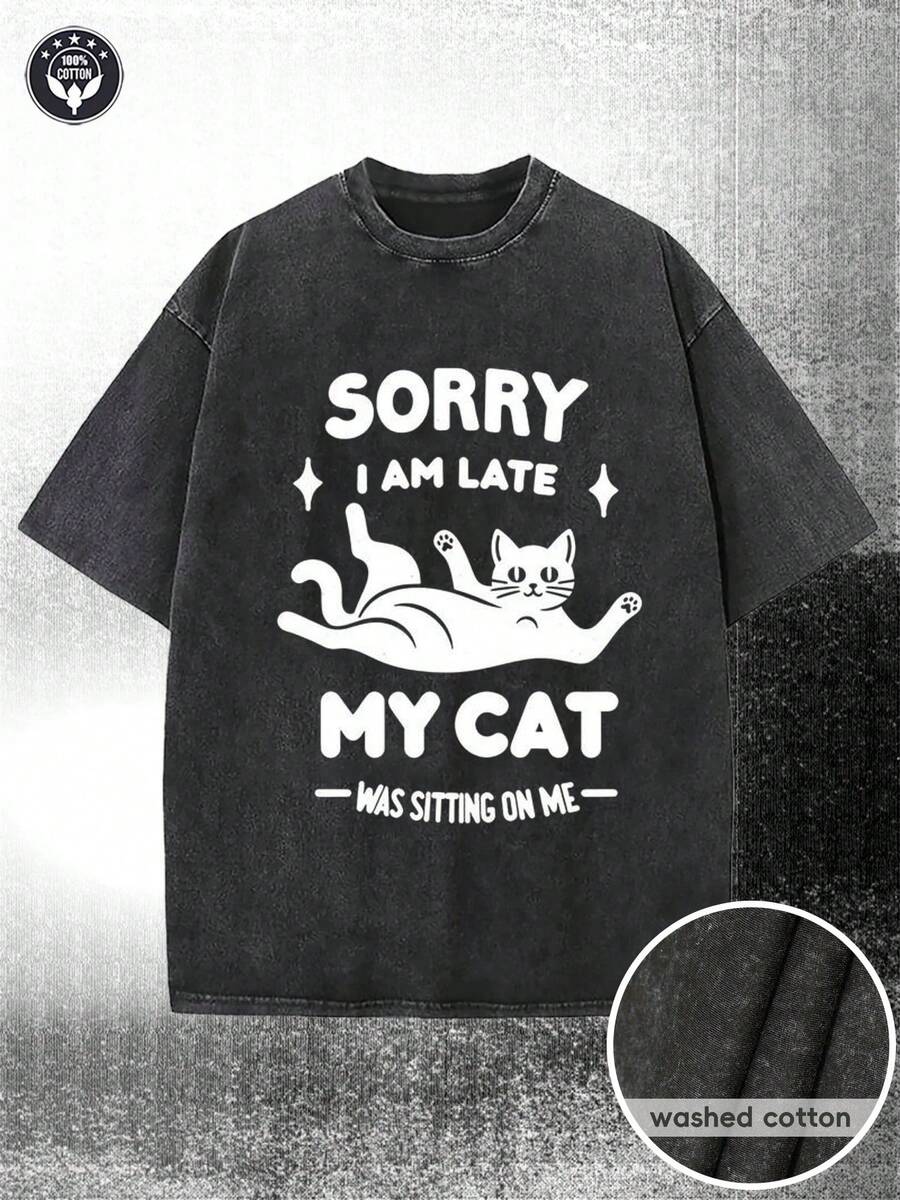 Versatile And Universally Flattering, It Creates An Exquisite And Atmospheric Look. The Item Picture Shows A 230g Washed Cotton T-Shirt. It Features High-Quality Wax Print And Is Machine Washable, With A Thickness Suitable For The Upper Body. The Effect Is Superb! ! - 黑色 - 查看 1