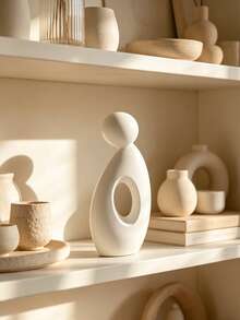 1pc Modern Hollow Abstract Resin Sculpture, Matte Finish Decorative Figurine, Versatile Home Decor, Suitable For Minimalist To Bohemian Style, Perfect For Bookshelf, Desk, Vanity And Shelf Decoration, Enhancing Living Space With Subtle Elegance And Artistic Flair - Multicolor - View 8