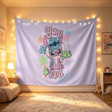 Disney Stitch & Angel Tapestry With "You & Me Forever" Themed Print No-Hole Backdrop, Perfect For Parties, Camping, Home Decor, Scene Setup And Gathering Displays - 0 - View 6