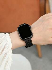 1條女款鏤空可愛矽膠手錶錶帶，適用於Apple Watch 42mm、38mm、40mm、41mm、44mm、45mm、46mm、49mm，時尚智慧手錶替換錶帶，適用於Series Ultra2、Ultra SE2、SE 11、10、9、8、7、6、5、4、3、2、1，可用作學生返校禮物 - 黑色 - 查看 3