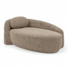 Minimalist Plush-Effect Fleece Sofa With Rounded Shapes, Padded With Soft Cushions, Ideal For The Living Room, Bedroom Or Studio, Green. - Brown - View 8