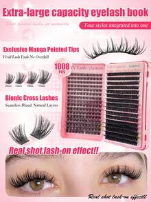 1008/832/384pcs Individual False Eyelashes, Eyelash Book, Cluster False Eyelashes, DIY Home Eyelash Extension, Cluster False Eyelashes, Individual False Eyelashes, False Eyelashes, Natural Lashes Vs Thick Lashes, DIY Cluster Lashes, Korean Lashes, Medusa Lashes, Angel Lashes, Reusable Lash Clusters, D-Curl Flared Individual False Eyelashes, L-Curl Outer Corner Lifting + Transparent Stem + Natural Length Is The Golden Combination, Beginner Starter Kit, Easy DIY Application, Suitable For Beginners, Reusable, Suitable For Daily Wear, Festivals, Performances, Etc. - L - 查看 4