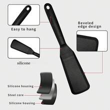 Set di 2 spatole in silicone, resistenti al calore fino a 230 °C, antiaderenti, ideali per cucinare padelle, uova, bistecche e pancake. - nero - Visualizzare 3
