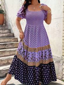 Talla Grande - Talla Grande - Vestido de Mujer con Cintura Entallada - Verde Gris - Ver 6