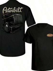 Printed Cotton T-Shirt, Men's Plus Size Clothing, Pure Cotton T-Shirt For Men, Men's Apparel, Graphic Tee, Peterbilt Truck T-Shirt – Bold Semi-Truck Graphic Tee For Truckers And Truck Lovers, Classic Big Rig Logo Tee, Perfect Gift For Peterbilt Enthusiasts, Drivers, And Transport Fans. Summer Sets, Streetwear, Y2K, Men's Oversized Shirt, Summer Tops - 黑色 - 查看 9
