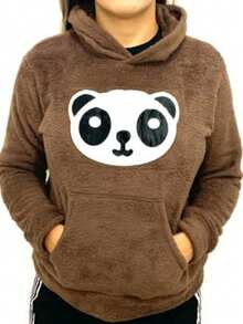 Women's Warm Panda Winter Sweater - 鏽棕色 - 查看 3