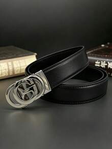 1pc Men's White Automatic Buckle Belt, Fashion Business Casual Belt, Wedding & Formal Wear Belt, Gift For Husband And Father - Multicolor - View 10