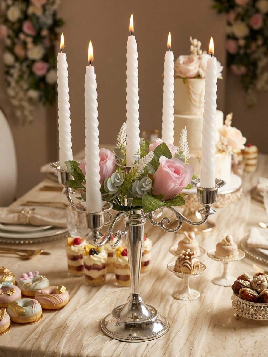 Elegant Multi-Arm Candlesticks,Candle Holder,Birthday Decoration,Graduation,Gift,Perfect For Creating A Romantic Atmosphere In Living Room,Holiday,Festival Decor,Fireplace Decor,Christmas Parties,Graduation Decoration,Wedding,Restaurants,An Partieds. - Fashionable - View 1