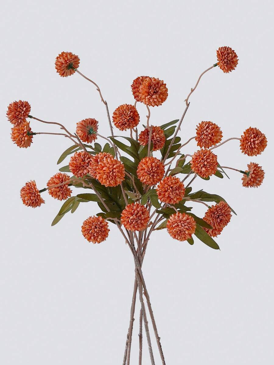 1支50厘米仿真蒲公英花茎,丝绸花,仿真植物枝条,适用于家居客厅卧室装饰、秋季装饰、房间装饰、桌面装饰、花园装饰、家居装饰、情人节礼物、生日礼物、毕业礼物 - 橘色 - 查看 1