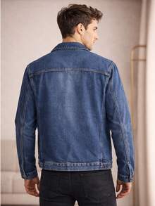 Men's Classic Slim Fit Denim Jacket - Rửa tối - Xem 2
