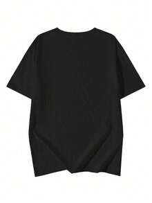 [ 100% Cotton ] Recommended New Products For Summer 2026: Lace Logo T-Shirt, Summer Dress, Women's Fashion T-Shirt, Short Sleeve Office Casual 200g Cotton Cartoon Character Printed Loose White Top, Y2K Women's Top, Spring Dress Top - Black - View 2