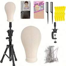 Adjustable Tripod Wig Stand With Table Clamp + Canvas Mannequin Head, Complete Wig Styling And Daily Care Wig Making Set - View 13