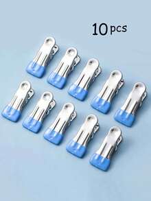 10Pcs Stainless Steel Clothes Pegs Heavy Duty Windproof Clips For Laundry Drying Snack Sealing Garbage Bag Fixing Office Notes Multi-Use Clothes Pins Home Outdoor Garden Beach Camping - View 8