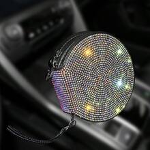 Full Rhinestone Car CD Bag, Luxury Vehicle Disc Storage Pouch, Auto CD Holder Disc Organizer Case - View 7